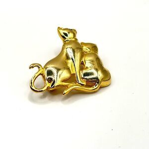 Gold Cat Lapel Pin Duo Brooch Pin